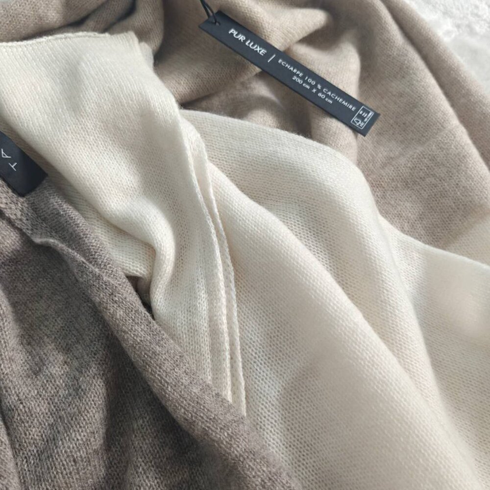 NWT TAHARI 100% 2-PLY Cashmere Scarf Tricolor 23.5” X 79” - Picture 7 of 7